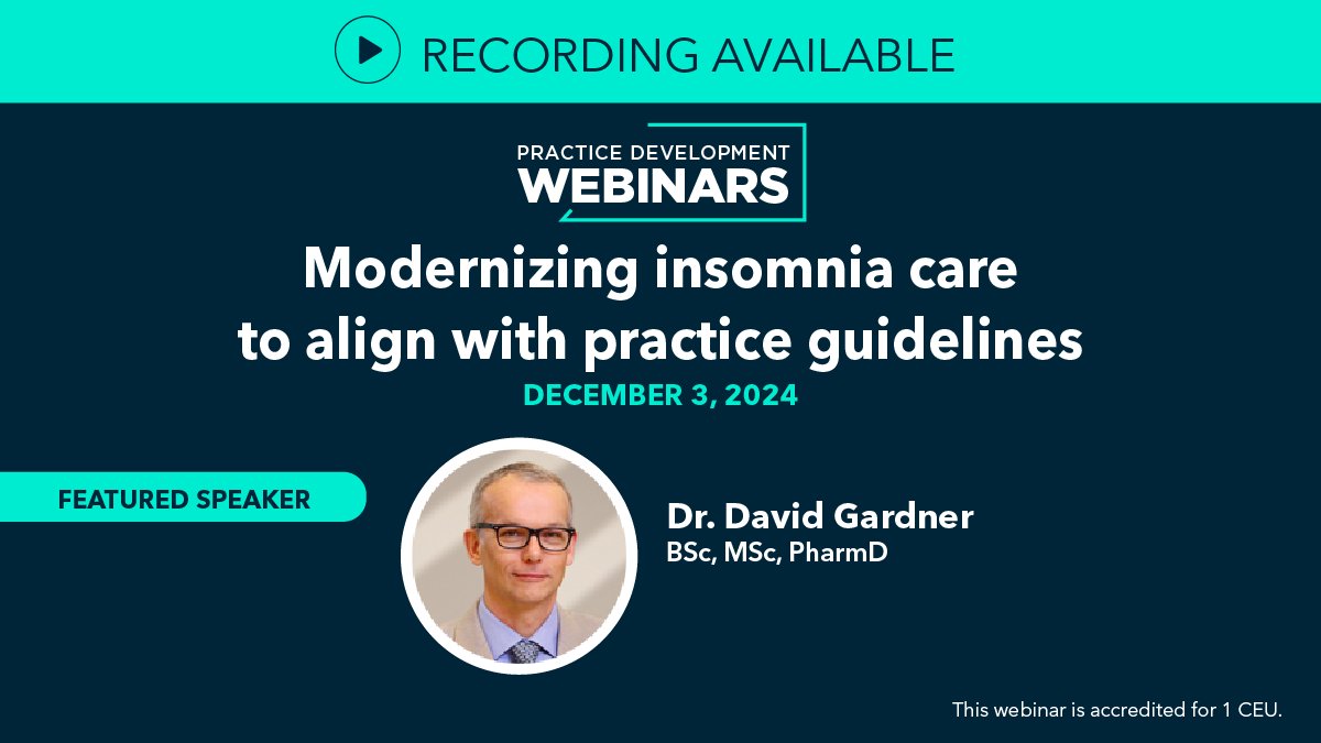 The recording of our December #webinar is now online!

⏯️ Hear from Dr. David Gardner about the current best practice for #insomnia care and explore resources to support your patients: ow.ly/bxJO50UpmXC