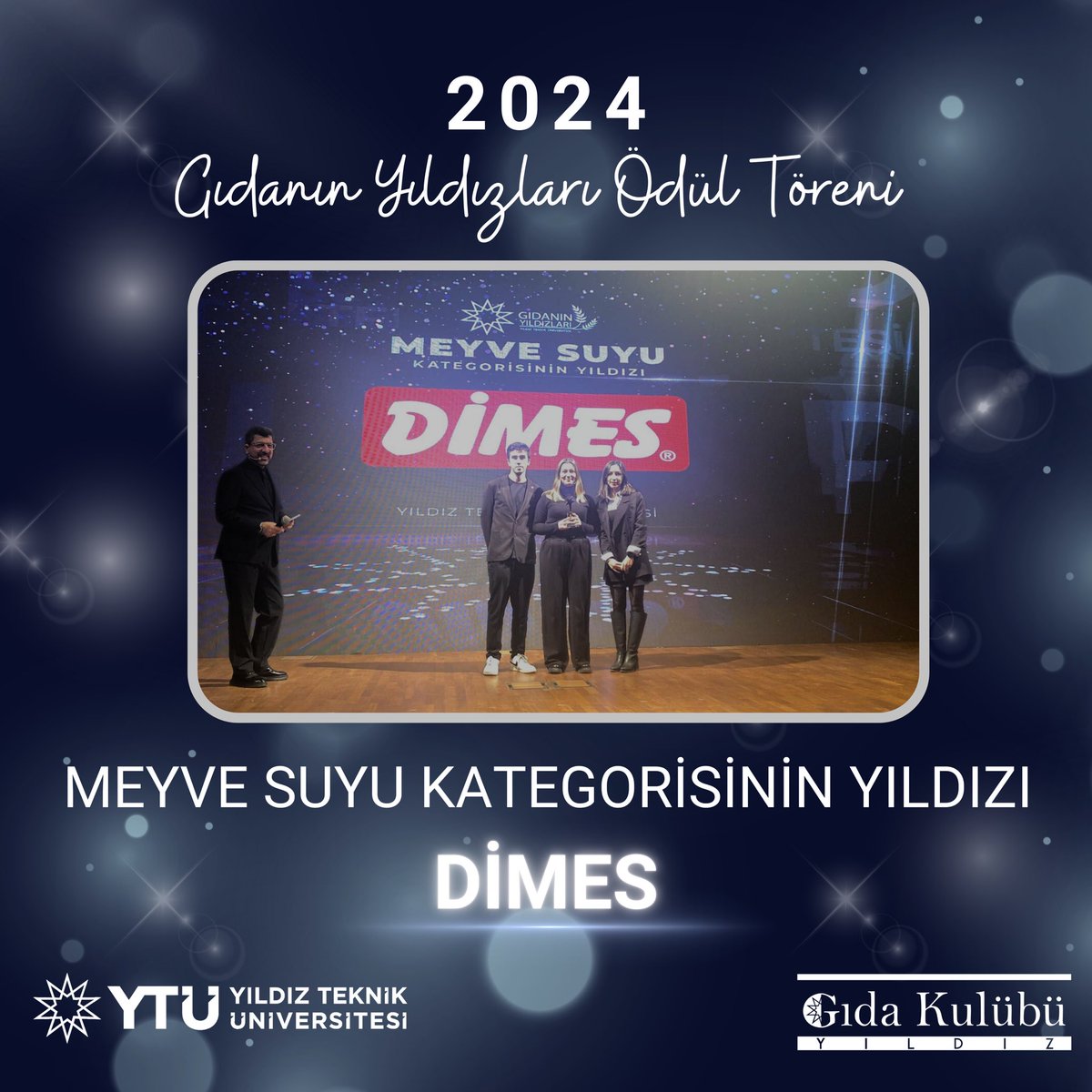 Gıda Kulübü olarak bu yıl üçüncüsünü düzenlediğimiz Gıdanın Yıldızları Ödül Töreni’nde 2024 yılı ‘En İyi Meyve Suyu’ Kategorisinin Dimes’e ödülü Ali Yahya AYDOĞAN ,İrem Nurşah YILDIRIM tarafından takdim edilmiştir. Kendilerini tebrik ediyor, katılımları için teşekkür ediyoruz.🌟