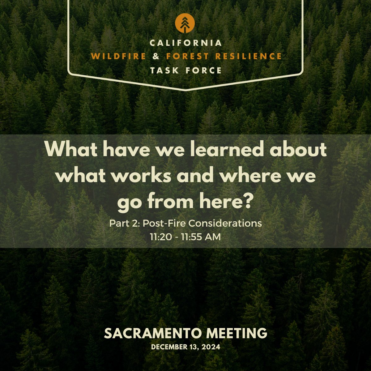 CAwildfireTF's tweet image. We KNOW we need to be proactive to address wildfire, but we are already deep in this crisis. Hear from top scientists on how we can recover lands already burned in megafires: bit.ly/TF-Mtg-Synth-S…

#TaskForceProgress #WildfireTaskForce

@usfs_r5 @usfs_psw @CalConservation