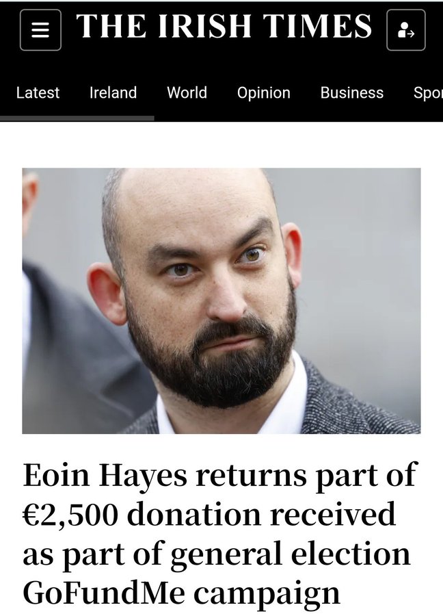 Former SF TD Chris Andrews who lost his seat to Eoin Hayes is after being on <a href="/rtenews/">RTÉ News</a> advocating for children in Gaza while Eoin Hayes who took his seat profited from the shares in the company due to the Genocide in Gaza.
How fucked up is that ??