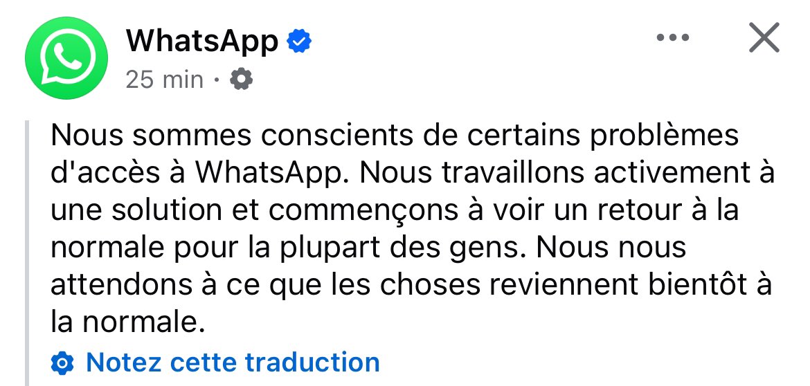 AbdallahDicks's tweet photo. C’est au tour de Whatsapp de communiquer ! #facebookdown #whatsappdown #metadown https://t.co/6l9DHYLJEV