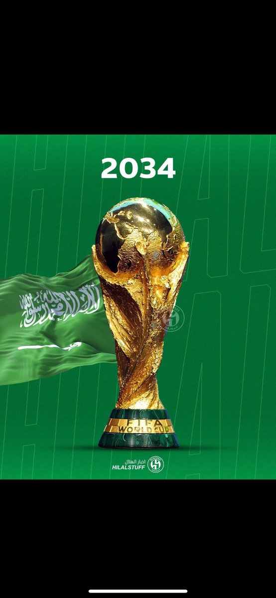 رؤية طموحة وإصرار
أصبح واقع ونجاح يفتخر به
وكل مانراه اليوم هو حصاد مازرع بالأمس

صادق التهاني والتبريكات للمملكة العربية السعودية قيادةً وشعباً استضافة بطولة #كاس_العالم_2034 

كلٌ التوفيق والنجاح 
للأخوة الأشقاء 

#السعودية34 
#هلا_بالعالم