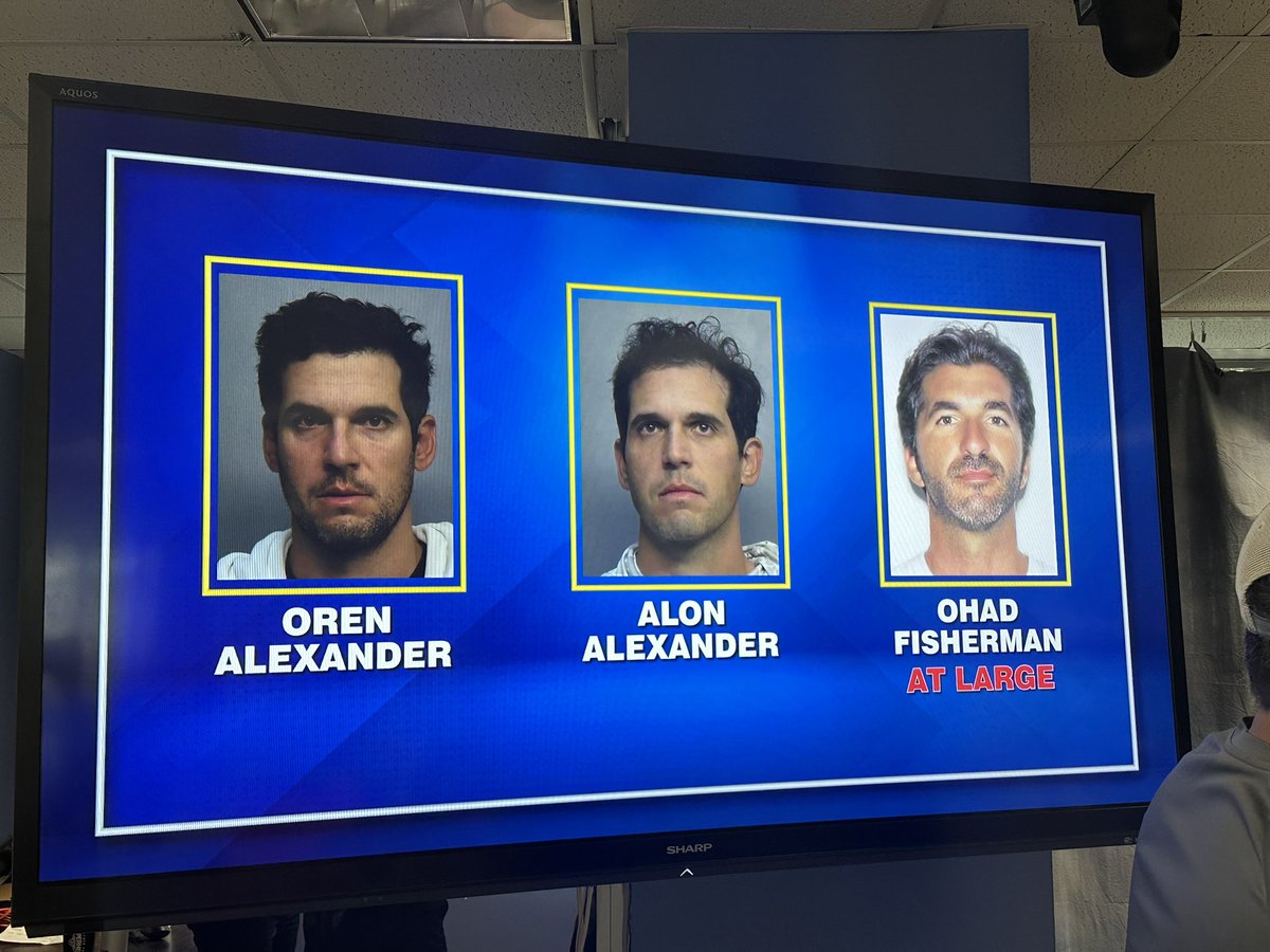 Mugshots of Oren Alexander, Alon Alexander and their cousin, Ohad Fisherman. Miami-Dade State Attorney’s office announcing state charges of sexual battery and sexual battery with multiple perpetrators. <a href="/trdny/">The Real Deal</a> <a href="/trdmiami/">TRD South Florida</a>