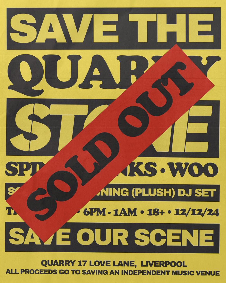 Our QUARRY fundraiser tomorrow night is SOLD OUT ! Cheers to the team at Quarry and the acts onboard for coming together for this. And to you lot for backing a great cause. See yous tomorrow ❤️