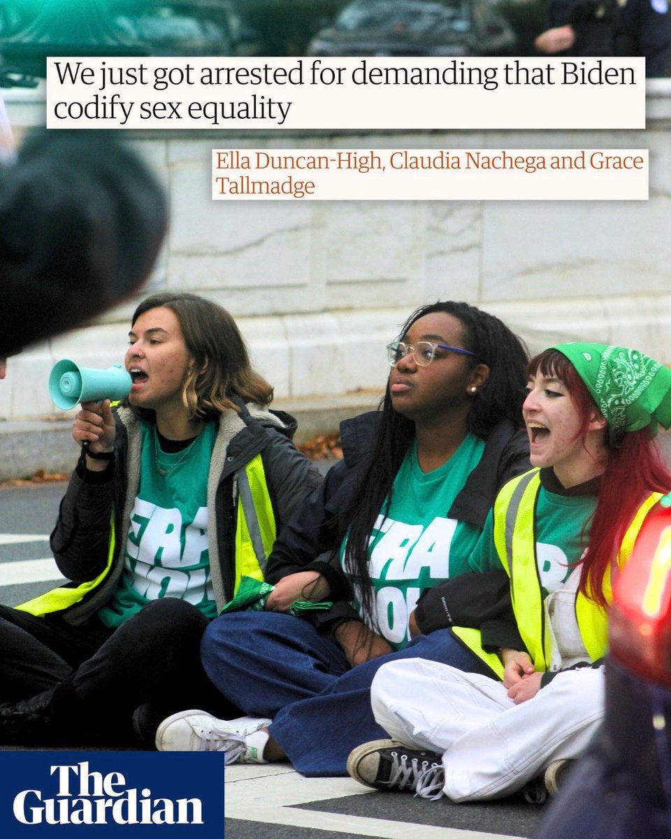 “When we sat down on Constitution Avenue &amp; refused to move, we risked legal repercussions–but those risks pale in comparison to those of Trump &amp; Project 2025. They are nothing when compared with abortion bans” - Claudia, Ella, Grace of YFP &amp; The FF
#ERANow
theguardian.com/commentisfree/…