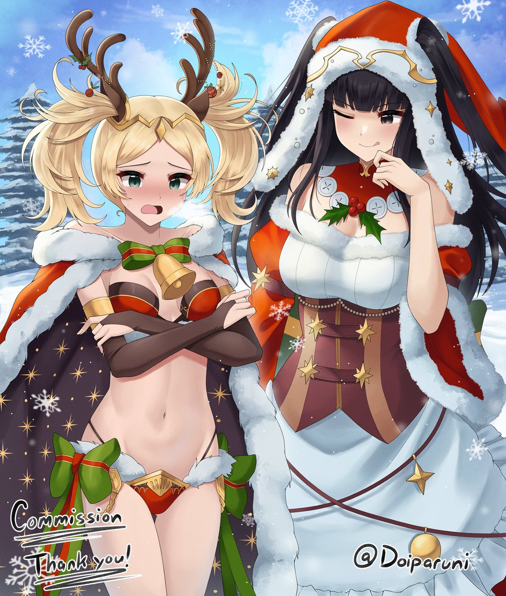 Doiparuni's tweet image. Winter Lissa and Tharja swap
Comm for DarthMarth. Thank you!
#FireEmblem #FEHeroes