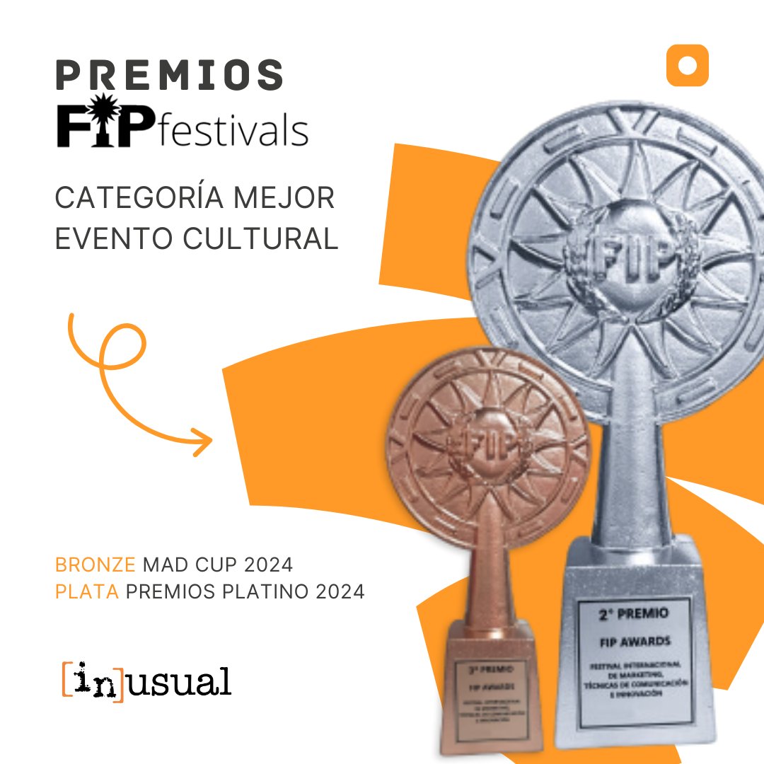 InusualEvents's tweet photo. 🏆 ¡Estamos de celebración! 🎉 Nos enorgullece anunciar que hemos sido reconocidos en los @FipAwards con dos galardones en la categoría de Mejor Evento Cultural:

🥈 PLATA por los @PremiosPLATINO 2024
🥉 BRONCE por @madcupofficial 2024
¡Gracias!
#Inusual #FIPFestivalsEventsAwards https://t.co/iMpqD7uDPP