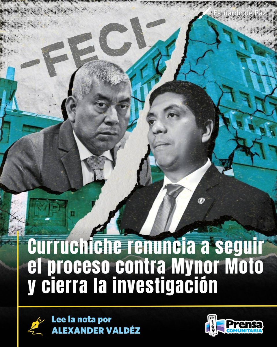 PrensaComunitar's tweet photo. #Corrupción 🔎👀 FECI cierra investigación contra Mynor Moto 

La FECI dirigida por Rafael Curruchiche pudo pedir nuevas órdenes de captura o citaciones a primera declaración en el Juzgado Décimo Penal contra Mynor Moto y Dennis Herrera, sin embargo, optó por no continuar la investigación. 

Lee la nota aquí 📌
https://t.co/Qp4JNm6nkf