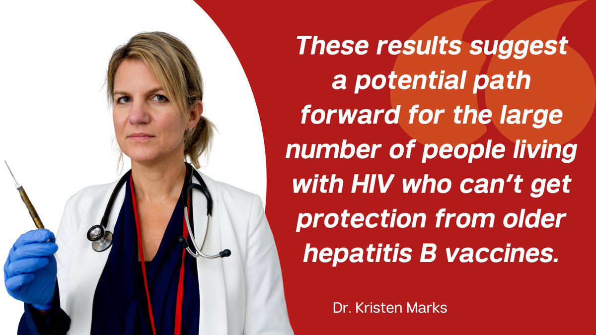 Weill Cornell Medicine (@weillcornell) on Twitter photo A new hepatitis B vaccine is more effective in people living with HIV than an older vaccine type, according to new study from Dr. Kristen Marks of <a href="/WCMDeptofMed/">Weill Department of Medicine</a> and <a href="/WCM_ID/">Weill Cornell Infectious Diseases Division</a>.
Full story: bit.ly/4gcgLDc A new hepatitis B vaccine is more effective in people living with HIV than an older vaccine type, according to new study from Dr. Kristen Marks of <a href="/WCMDeptofMed/">Weill Department of Medicine</a> and <a href="/WCM_ID/">Weill Cornell Infectious Diseases Division</a>.
Full story: bit.ly/4gcgLDc