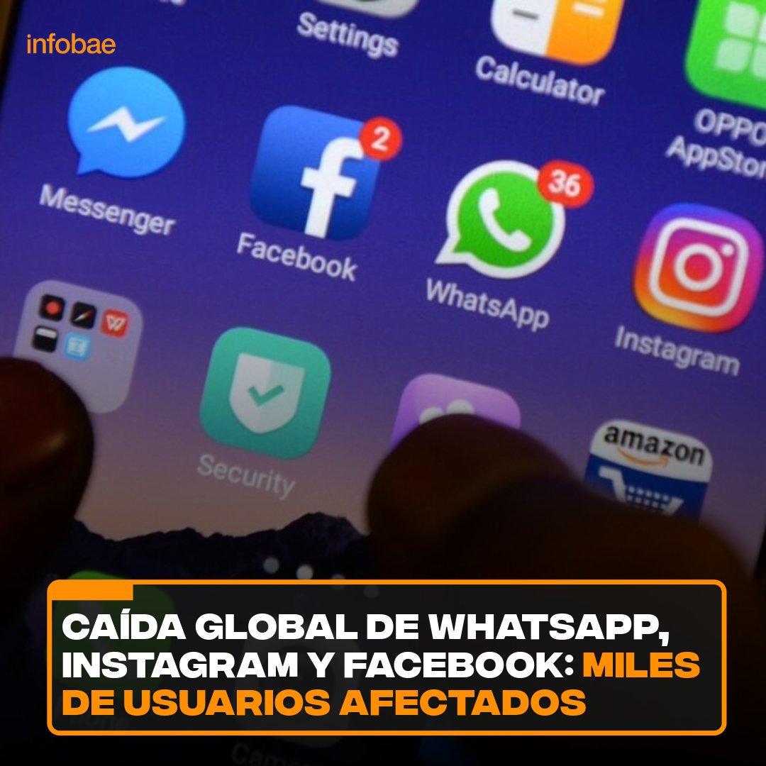 infobae's tweet image. Caída global de WhatsApp, Instagram y Facebook: miles de usuarios afectados infob.ae/4iuW72q