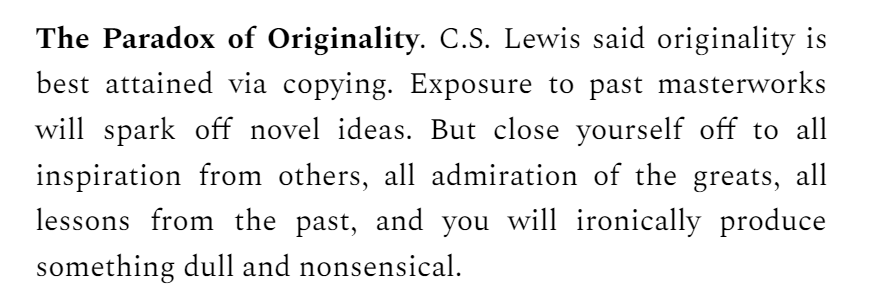 Modern art is bad because artists have forgotten the paradox of originality