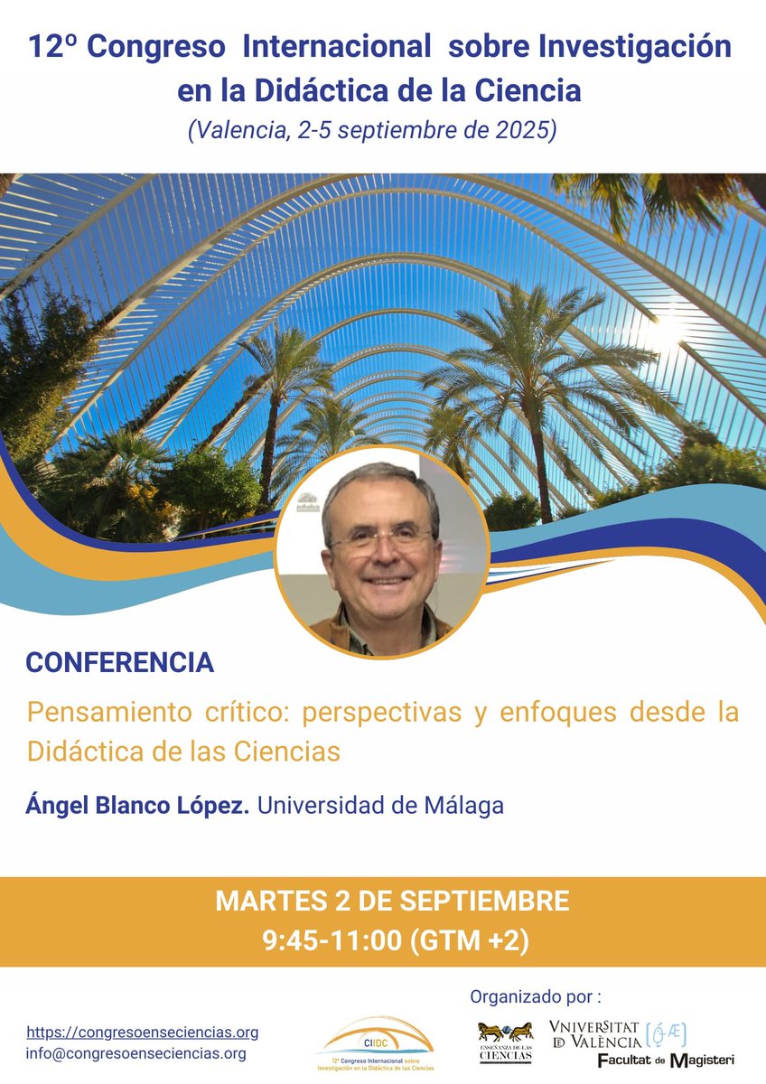 @12CongresoEnsCC (@congresoenscc) on Twitter photo Nos alegra mucho comunicaros que la primera conferencia del #12CongresoEnseciencias será: "Pensamiento crítico: perspectivas y enfoques desde la Didáctica de las Ciencias", a cargo de Ángel Blanco de la <a href="/InfoUMA/">Universidad de Málaga</a> Nos alegra mucho comunicaros que la primera conferencia del #12CongresoEnseciencias será: "Pensamiento crítico: perspectivas y enfoques desde la Didáctica de las Ciencias", a cargo de Ángel Blanco de la <a href="/InfoUMA/">Universidad de Málaga</a>