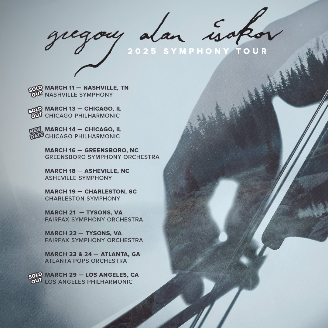 Gregory Alan Isakov (@gregoryaisakov) on Twitter photo just added: 2nd Chicago show with the <a href="/ChicagoPhil/">Chicago Philharmonic</a> on 3/14! tickets go on sale tomorrow at 10am. CT. for more info: gregoryalanisakov.com/tour just added: 2nd Chicago show with the <a href="/ChicagoPhil/">Chicago Philharmonic</a> on 3/14! tickets go on sale tomorrow at 10am. CT. for more info: gregoryalanisakov.com/tour