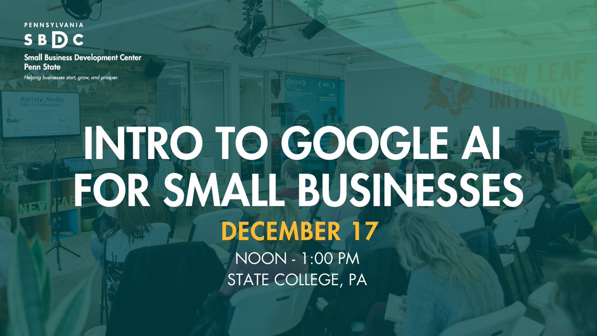 📢 Discover how AI can elevate your business!

Intro to Google AI for SMBs
Dec 17 | noon
Explore beginner-friendly AI tools to simplify tasks &amp; drive growth.

🎟️ FREE event | Limited spots!
🔗 Register now: pasbdc.ecenterdirect.com/events/32009

#GoogleAI #PennStateSBDC