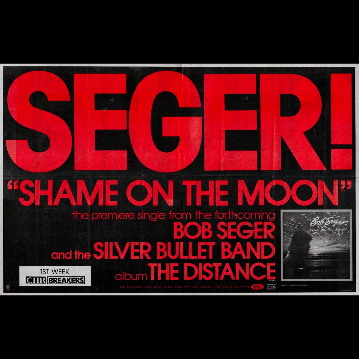 BobSeger's tweet image. The Distance was released in December, 1982- the first single off the album, a cover of Rodney Crowell's "Shame On The Moon," became Seger's highest-charting single at the time, peaking at #2 on the Billboard Hot 100. "Even Now" was released three months later and made it to #12.…