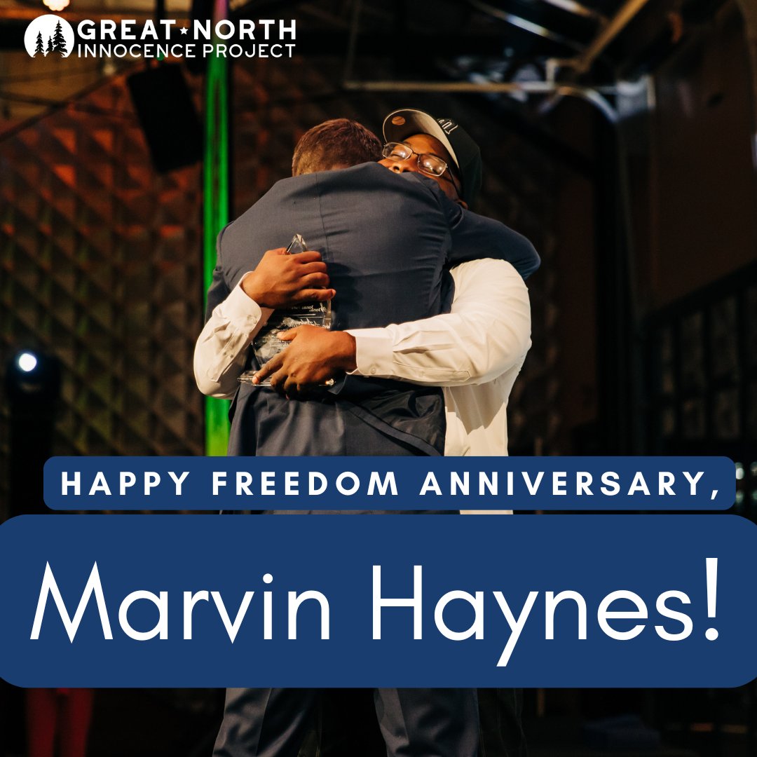 Today marks ONE YEAR OF FREEDOM for GNIP's exonerated client, Marvin Haynes! Marvin is a kind, brave, funny, and giving person. We are all lucky that he is now freed from wrongful incarceration and integrated back into our community where he always belonged.