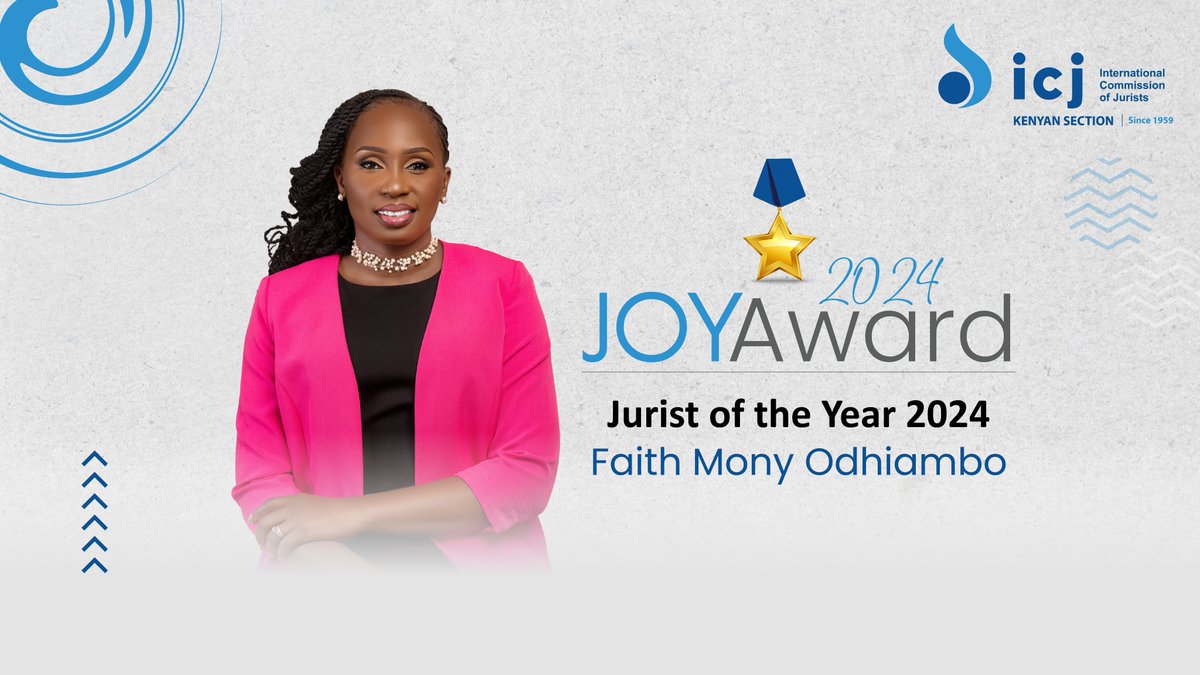 Drum Roll please!

..And the Jurist of the Year Award goes to, Faith Mony Odhiambo.

Congratulation madam President! #JOYA2024 #ICJKENYA
