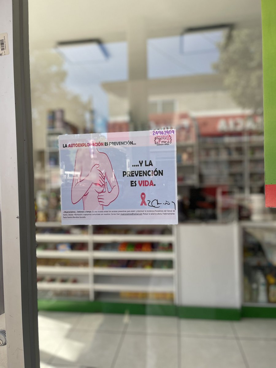 Paolams29's tweet photo. Evidencia de pega de carteles de prevención del cáncer de mama 
@medicosconcausa @mujeres2almes https://t.co/CVVbyyKGKh