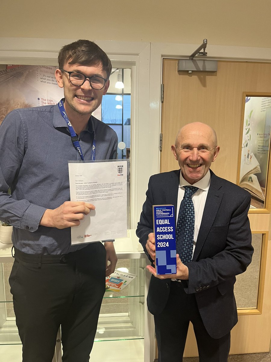 Today, Mr Steers and Goldthorpe Primary Academy were awarded the Equal Access School Trophy for girls participation in school sport. Stephen Gates presented the award and we are thrilled to have received it. This will be on display in our cabinet - keep a look out!⚽️💙
