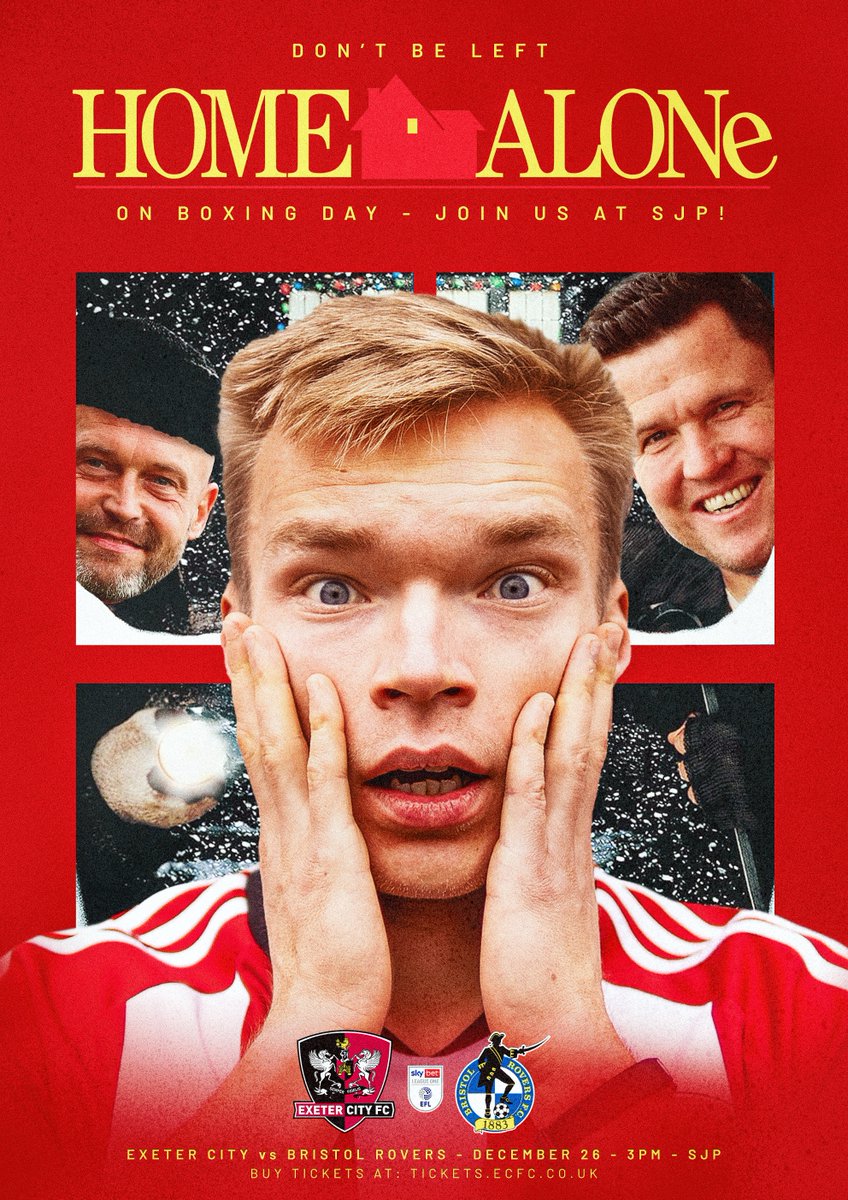 🚨 Don't be left 'Home Alone' on Boxing Day!

Join us at the Park as we host <a href="/Official_BRFC/">Bristol Rovers</a> in a 3pm kick-off! 🎁

There are currently just 450 <a href="/thatchers_cider/">Thatchers</a> Big Bank left for the match - so don't delay! 

🎟️ Grab them ➡️ exetercityfc.co.uk/RoversBoxingDay

#ECFC #SemperFidelis