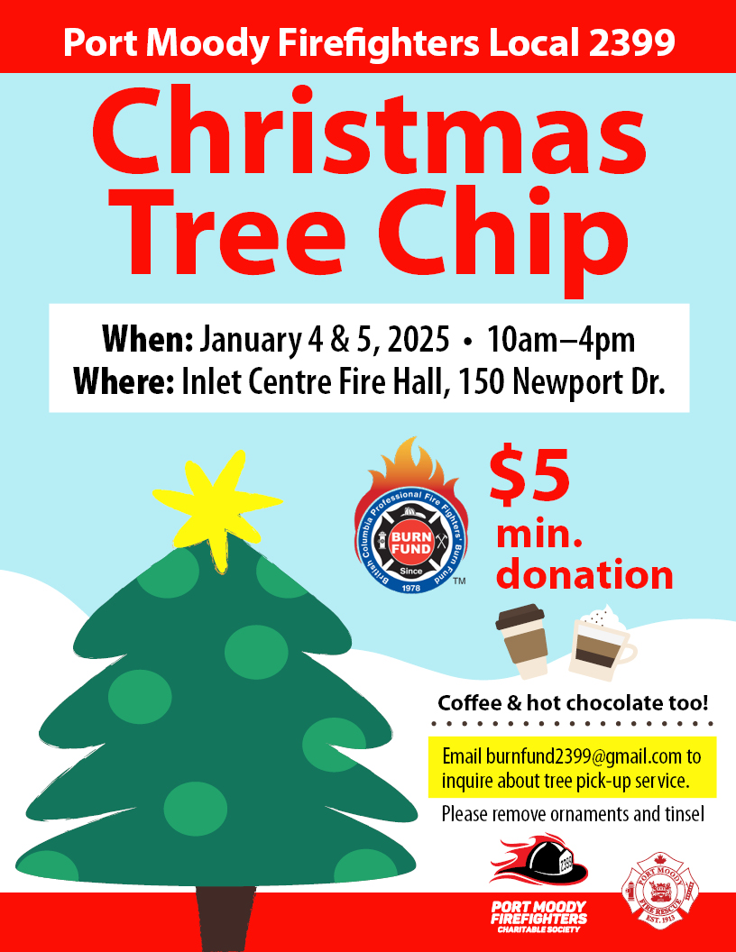 PortMoodyFireRescue (@portmoodyfr) on Twitter photo Join us on January 4th & 5th, 2025 for our annual IAFF Local 2399 Christmas Tree Chip and support the BC Professional Firefighters Burn Fund!
Need help with tree pick-up service, email us today at burnfund2399@gmail.com <a href="/BCBurnFund/">BCPFF Burn Fund</a> Join us on January 4th & 5th, 2025 for our annual IAFF Local 2399 Christmas Tree Chip and support the BC Professional Firefighters Burn Fund!
Need help with tree pick-up service, email us today at burnfund2399@gmail.com <a href="/BCBurnFund/">BCPFF Burn Fund</a>