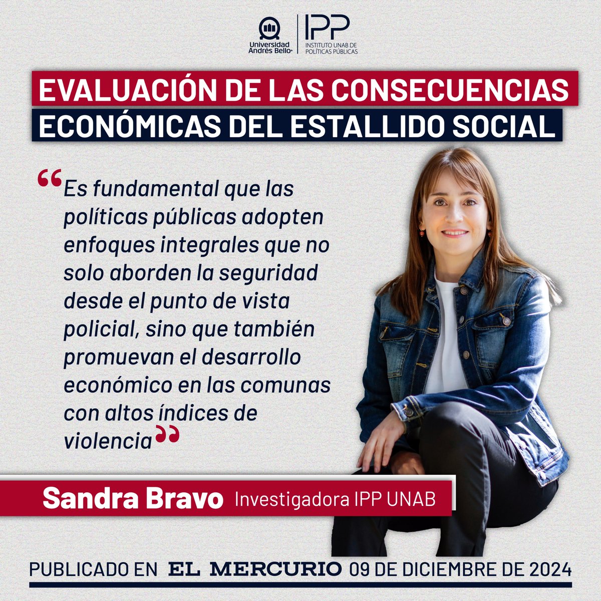 ippunab's tweet photo. 📰 #IPPUNABenLosMedios | Sandra Bravo, investigadora de IPP UNAB, comparte en El Mercurio los hallazgos del informe "Evaluación de las consecuencias económicas del Estallido Social".

#SomosUNAB #ippunab #EstallidoSocial #Economía #Chile https://t.co/FJxoI3cAaS