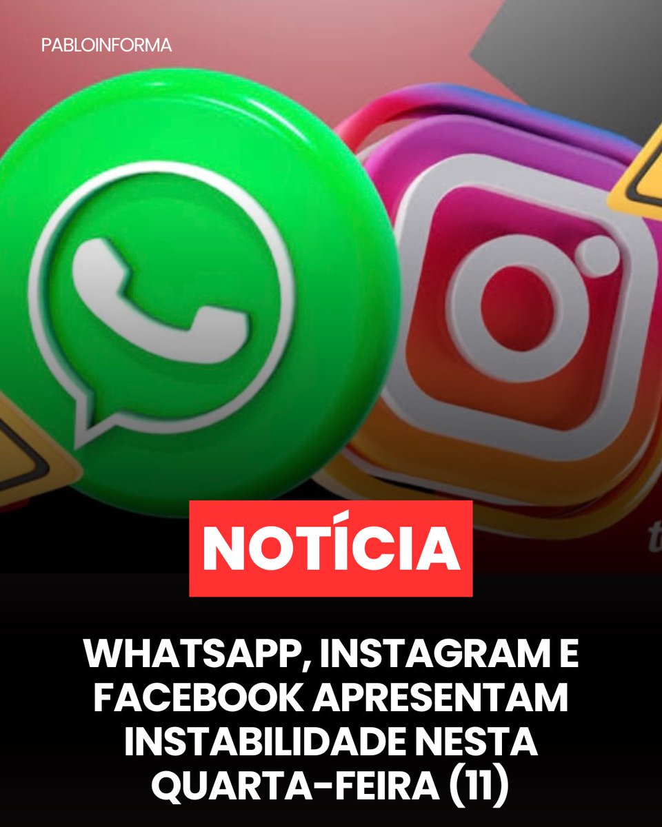 Pablowbraz's tweet photo. As redes sociais WhatsApp, Instagram e Facebook, da Meta, registraram instabilidades na tarde desta quarta-feira (11/12). O problema começou por volta das 14h40, afetando tanto as versões desktop quanto mobile. https://t.co/LbGZ7lvnIT