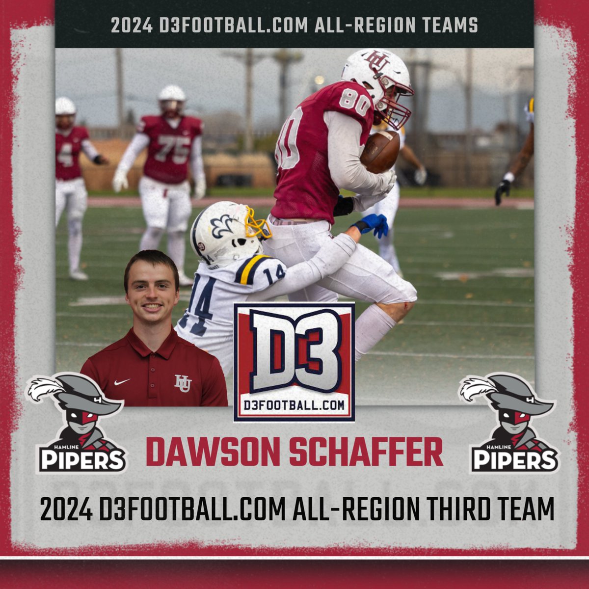 M 🏈 | Dawson Schaffer Named to 2024 D3football.com All-Region Team!

📰 tinyurl.com/2p486z9h