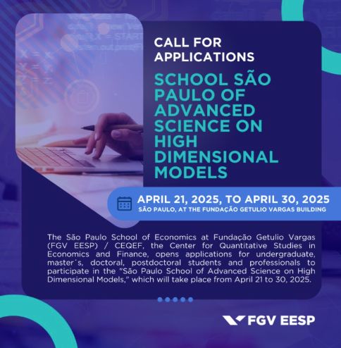 CALL FOR APPLICATIONS | SCHOOL SÃO PAULO OF ADVANCED SCIENCE ON HIGH DIMENSIONAL MODELS. 

Register: bit.ly/3NLqFPi