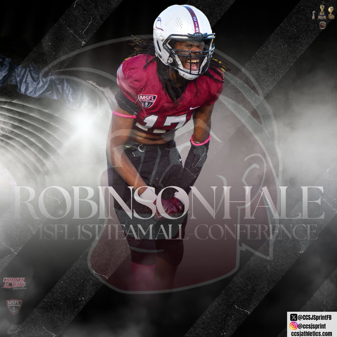 Congratulations to Robinson Hale for making the <a href="/MidwestSFL/">Midwest Sprint Football League</a> 2024 first team all-conference team! <a href="/CCSJAthletics/">Crimson Wave</a> <a href="/CCSJWave/">Calumet College of St. Joseph</a>  <a href="/RobHale22/">Robinson Hale</a>