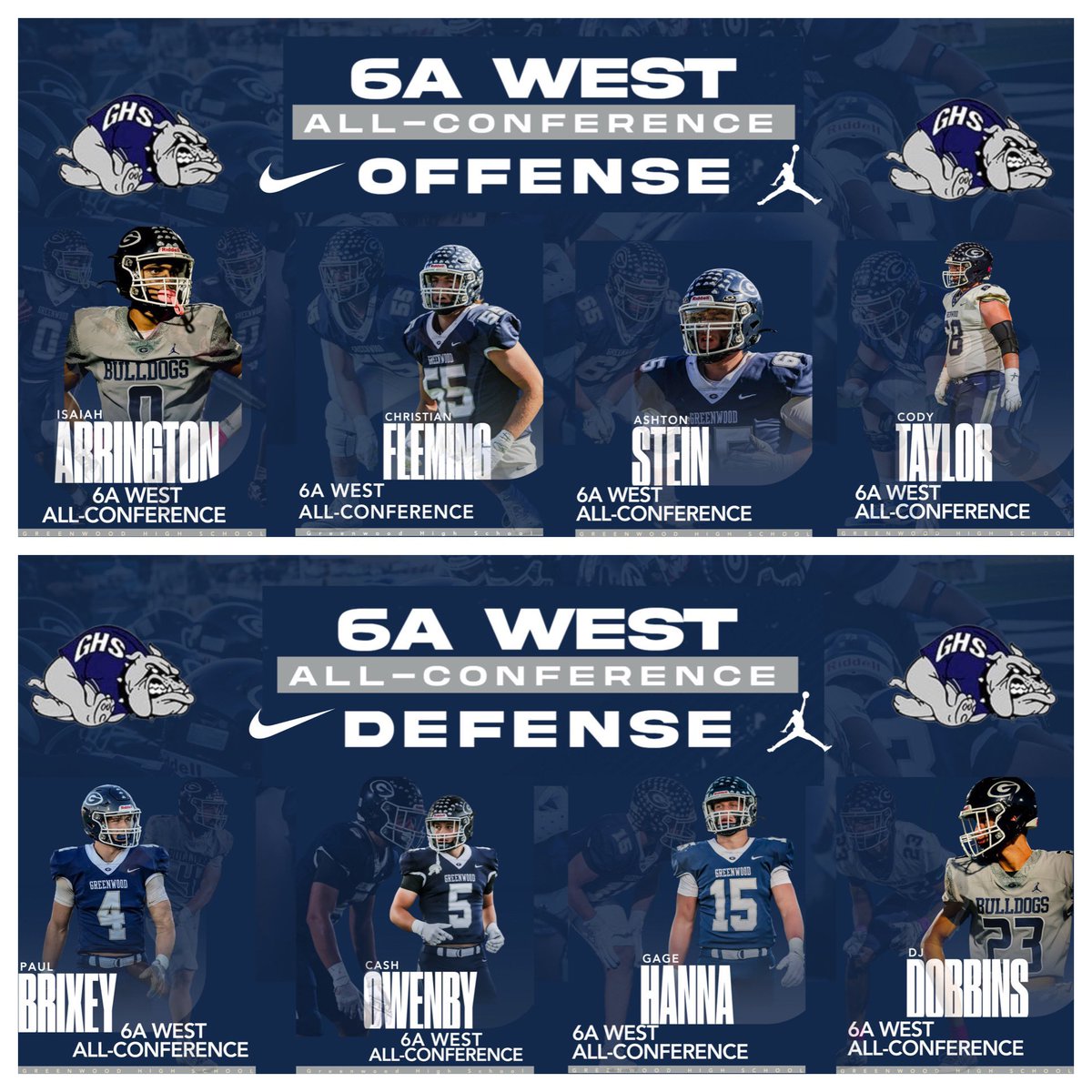 CodyTaylor68's tweet photo. Honored and Blessed to be named 6A WEST ALL-CONFERENCE along side my fellow teammates including @1saiahArrington. 

See, you’re still letting em know big bro, we’re all so proud of you! Love and miss you Ike! 

#TrenchGang #Back2Back #StateChamps #ForIKE https://t.co/6vbLlF8Sfy