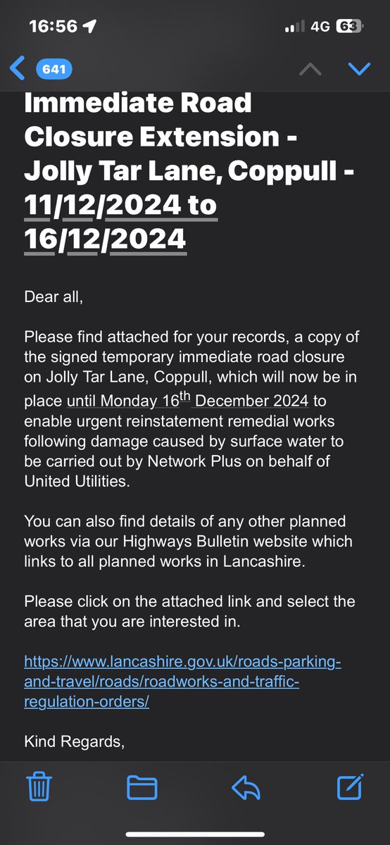 Immediately road closure for flooding remedial work # keepsafe #Coppull