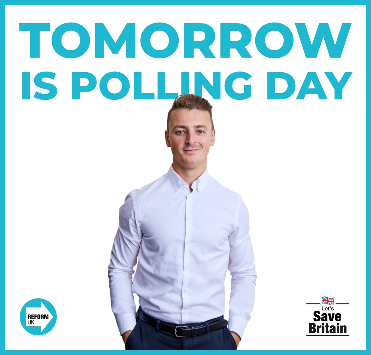 ⏰ TOMORROW IS POLLING DAY ⏰

Let's save Britain—starting with Essex County Council 🇬🇧🇬🇧🇬🇧

➡️ Vote TOM ALLISON for County Councillor, Stock Division, Essex County Council—TOMORROW, Thursday, 12th December 2024.