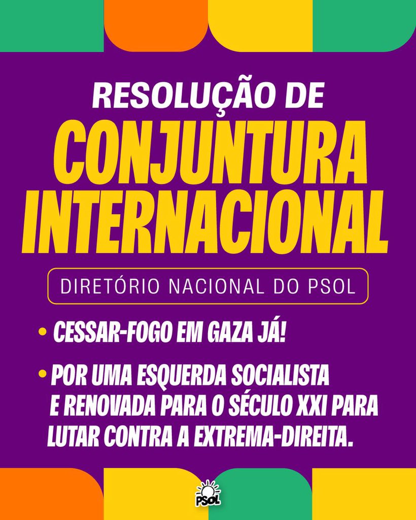PSOLSaoRoque's tweet photo. Reiterando o apoio à causa Palestina, o PSOL segue em articulação com outras forças de esquerda para frear o avanço da extrema direita enquanto constrói uma esquerda socialista e renovada para o século XXI.

Leia a resolução na íntegra: https://t.co/YHxCgC2Xdg

Siga o @psol50! https://t.co/PaHMCXIFP2