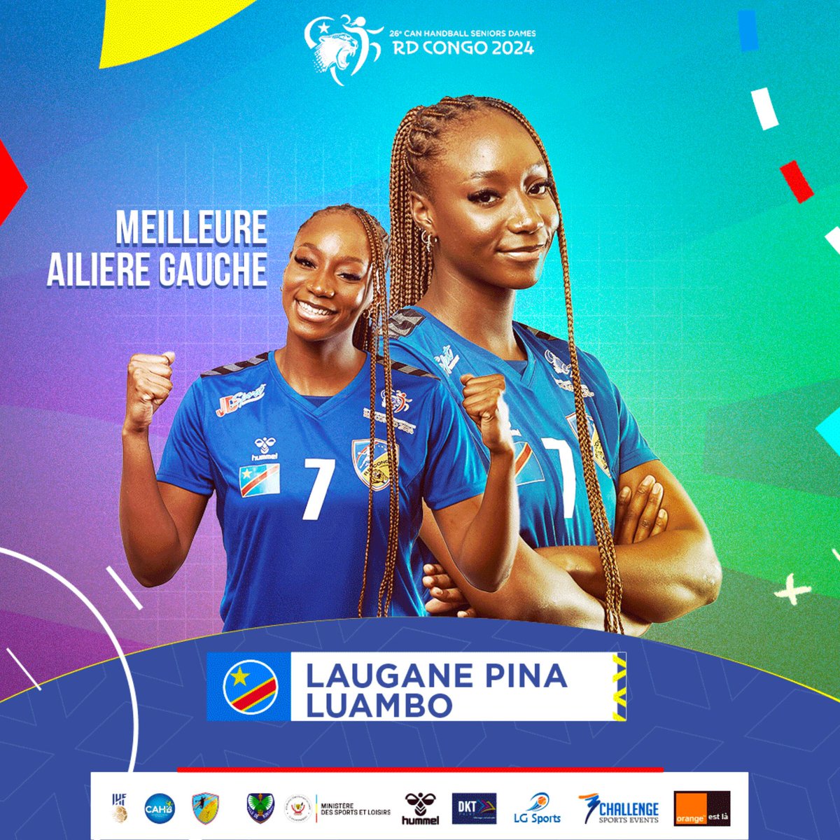 fehandrdc's tweet photo. 🏆 Fierté Nationale : Nos Léopards dames honorées ! 🇨🇩

La FEHAND RDC est fière de célébrer nos talentueuses joueuses :

🌟 Laugane Pina Luambo, élue Meilleure Ailière Gauche de la CAN 2024. 

🌟 Alexandra Shunu Lutunu, désignée Meilleure Arrière Droite de la CAN 2024. https://t.co/lnSAx8ZGKs