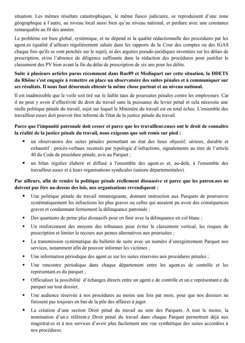 Procédures pénales de l'inspection du travail : derrière le fiasco judiciaire, le déni des droits des travailleur•ses. Notre analyse et nos revendications 
<a href="/cnt_tefp/">CNT Travail Empl. FP</a> <a href="/sud_travail/">SUD-Travail (SUD-TAS)</a> <a href="/FsuSnu/">SNU-TEFE FSU</a> 👇🏻