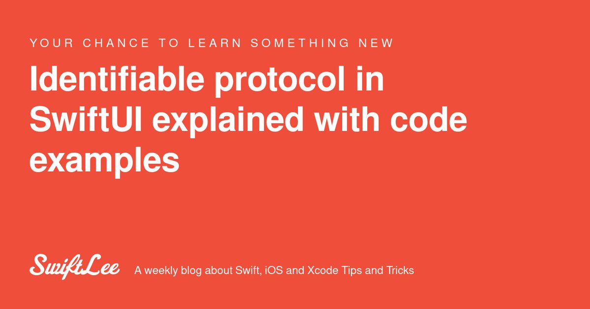 CodingExplorer's tweet photo. Identifiable protocol in SwiftUI explained with code examples — https://t.co/m1M7ixlYUA via @twannl
#swift #swiftLang #swiftUI #iOSdevelopment #iOSdev #iOSProgramming https://t.co/rl6YLRiuAQ