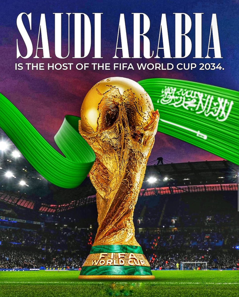 Na30if's tweet photo. Congratulations to our leadership and all Saudis on hosting the #WorldCup2034 This achievement reflects our Kingdom’s growing global presence. Welcome to Saudi Arabia, the land of peace, hospitality, and dreams. 🇸🇦 

#SaudiArabia 
 #كاس_العالم_2034 https://t.co/eYtBXe3c4h
