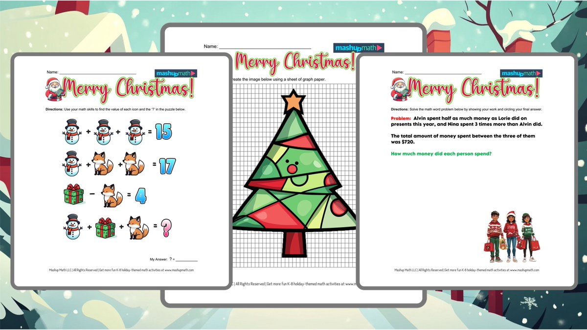 Don't Miss Out!

The 12 Days of Holiday-Themed #Math Puzzles are Here!  

Get Yours: mashupmath.com/christmas-math…… #teacherchat #edchat