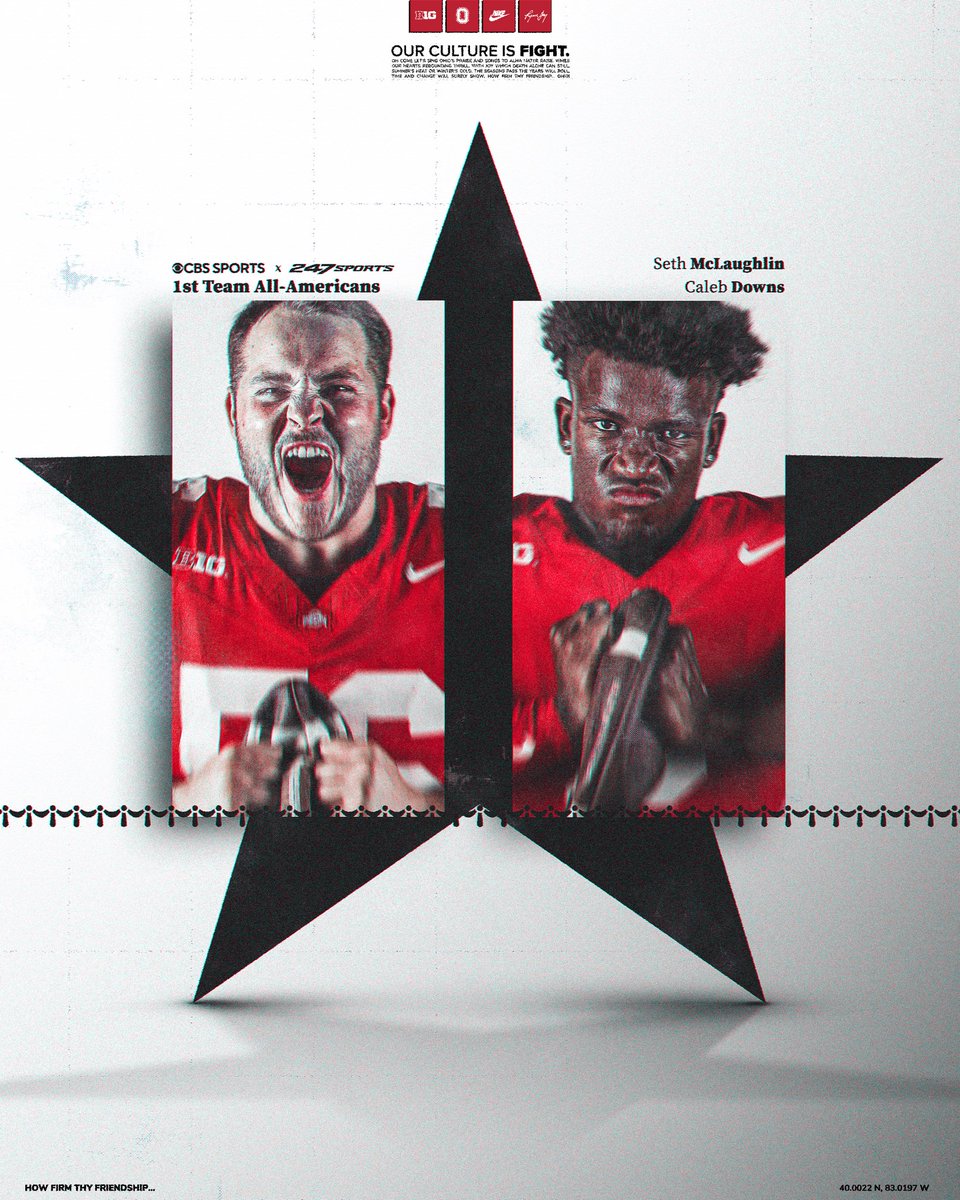 Ohio State Football (@ohiostatefb) on Twitter photo 2๏ธโฃ Buckeyes earn <a href="/CBSSports/">CBS Sports</a> x <a href="/247Sports/">247Sports</a> 1st Team All-American honors ๐บ๐ธ
๐ <a href="/Seth_Mc24/">Seth McLaughlin</a>
๐ <a href="/caleb_downs2/">Caleb Downs</a> 2๏ธโฃ Buckeyes earn <a href="/CBSSports/">CBS Sports</a> x <a href="/247Sports/">247Sports</a> 1st Team All-American honors ๐บ๐ธ
๐ <a href="/Seth_Mc24/">Seth McLaughlin</a>
๐ <a href="/caleb_downs2/">Caleb Downs</a>