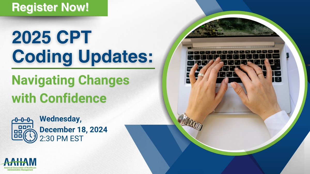 Join us for our 2025 CPT Coding Updates: Navigating Changes with Confidence webinar on December 18th! Earn 3 CEUs during this interactive webinar that will give a comprehensive breakdown of the 2025 CPT coding updates.

To learn more and register, visit ow.ly/OzuN50UpniB
