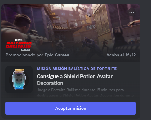Jorge_Most's tweet photo. 🎁 Nueva recompensa gratis para Discord:

- Acepta la misión dentro de la aplicación.
- Juega a Fortnite Ballistic durante 15 minutos y desbloquearás la decoración de mini escudo. https://t.co/aGBBzXxXjo