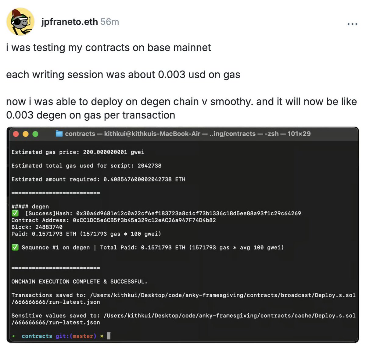 GN Degens! Building on Degen is super easy now and dirt cheap. Got a killer idea? Our community is locked, loaded, and hungry for $DEGEN apps. Don’t sleep—build, ship, and send it!