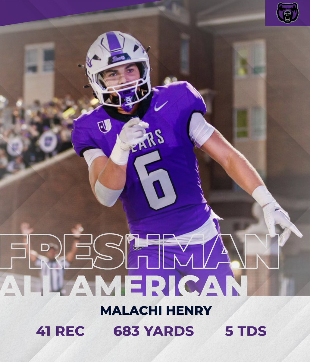 π¨ππ ππππ₯π¦ ππ’π’π§ππππ (@uca_football) on Twitter photo ππ₯ππ¦ππ ππ‘ πππ-ππ ππ₯ππππ‘ π»π
Congratulations to WR Malachi Henry (<a href="/malachihenry_1/">Malachi Henry</a>) on earning Freshman All American Honors by <a href="/The__Bluebloods/">FCS Football Central</a>!
#FearTheStripes | #BearClawsUp
ποΈ: si.com/college/fcs/20β¦ ππ₯ππ¦ππ ππ‘ πππ-ππ ππ₯ππππ‘ π»π
Congratulations to WR Malachi Henry (<a href="/malachihenry_1/">Malachi Henry</a>) on earning Freshman All American Honors by <a href="/The__Bluebloods/">FCS Football Central</a>!
#FearTheStripes | #BearClawsUp
ποΈ: si.com/college/fcs/20β¦