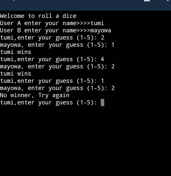 tumi0106's tweet photo. Despite facing technical hurdles, I managed to create a fun Roll a Dice game using Python's while loop. All on my phone! 🎲📱 #python #programming https://t.co/mVJsofyCmV