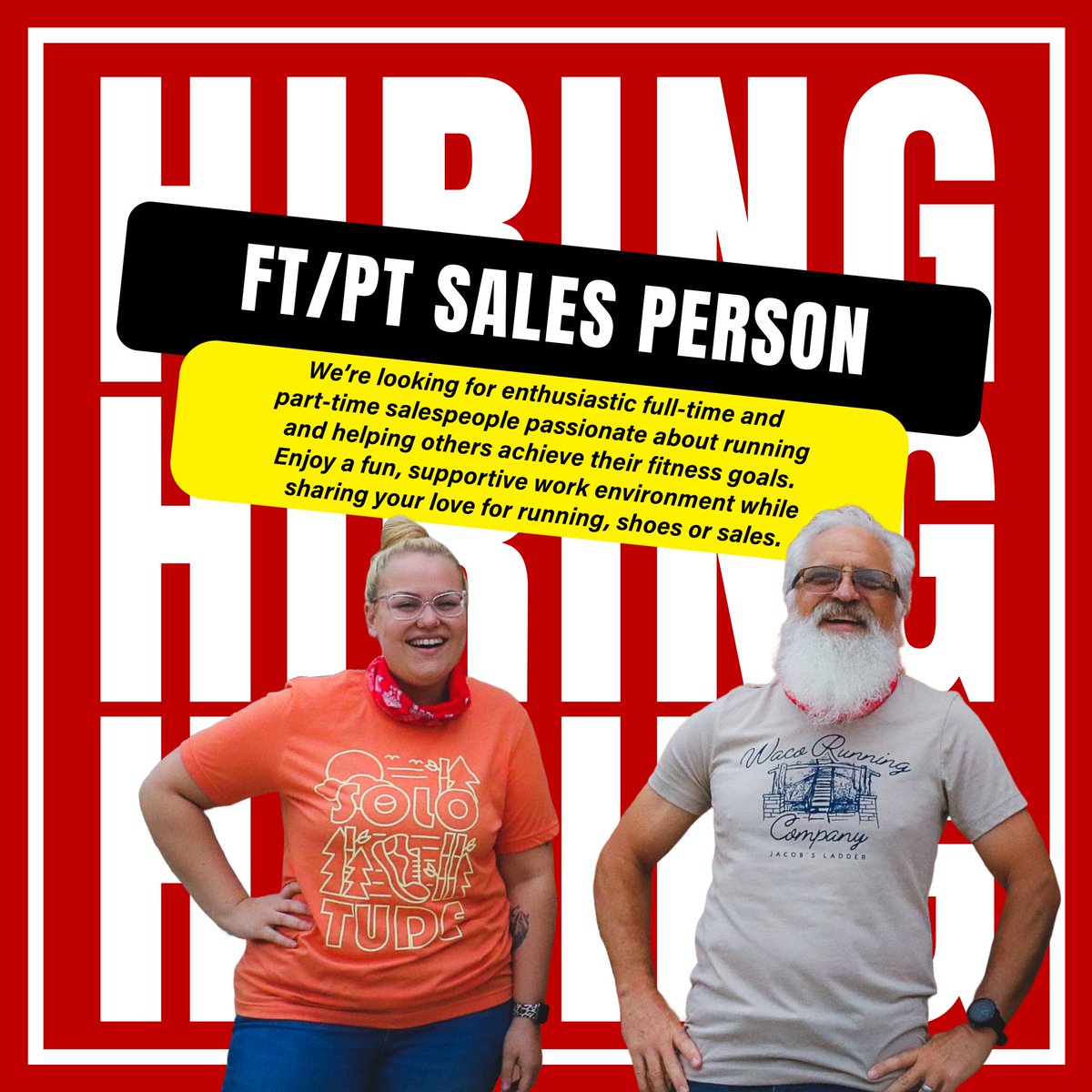 WacoRunningCo's tweet photo. Waco Running Company is looking for passionate, energetic individuals to join our team as full-time or part-time sales team! 🌟 📧 Apply in store or email your resume to todd.millerd@wacorunningcompany.com! 🏃‍♀️🏃 https://t.co/u9S3UrGuKf