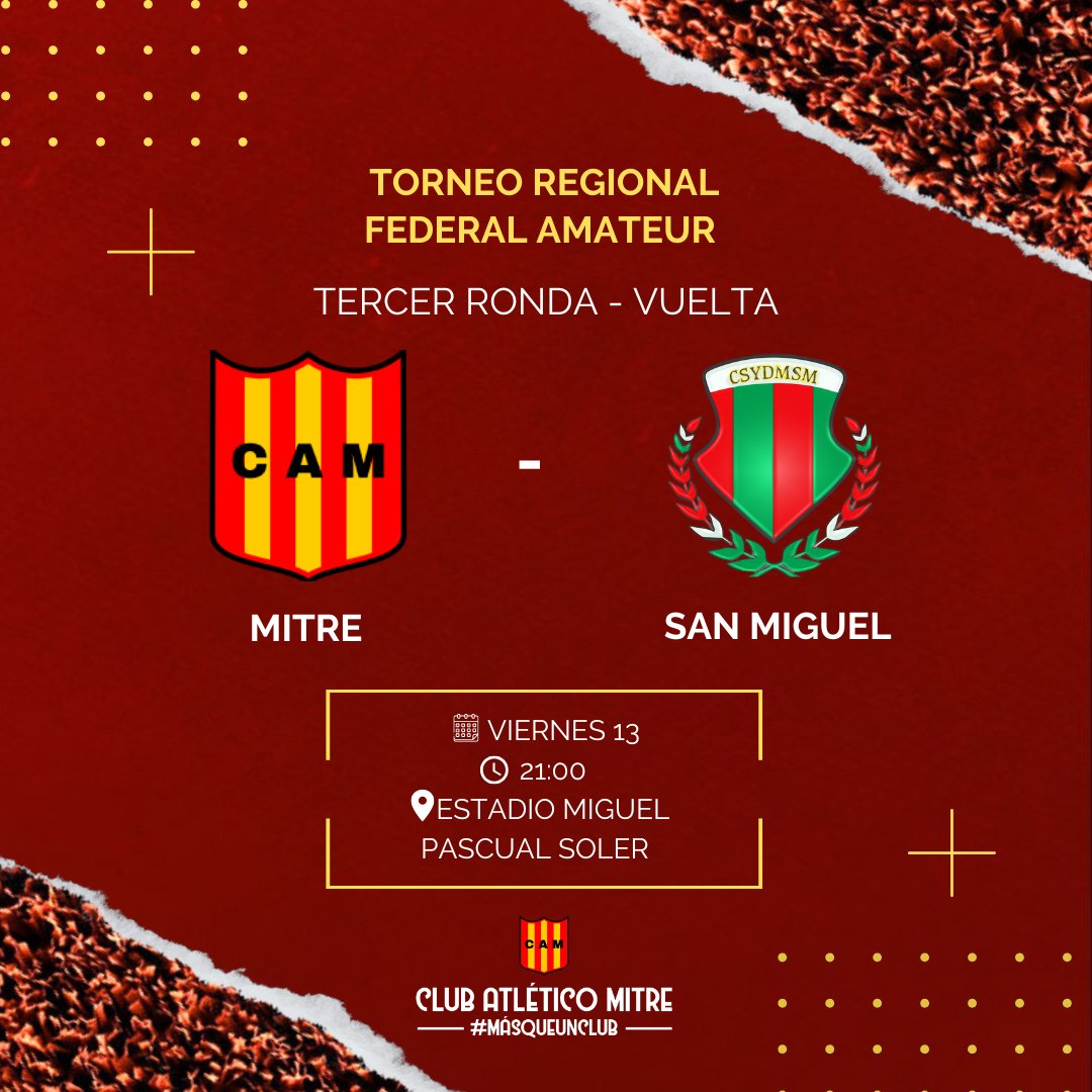 #TorneoRegional | Tercer Ronda
Partido de vuelta 
Se define en casa💪

⚽️ vs @csydmsanmiguel
🗓 Viernes 13
🕜 21:00 hs
📍 Miguel Pascual Soler

#VamosCiclon #MasQueUnclub❤️💛