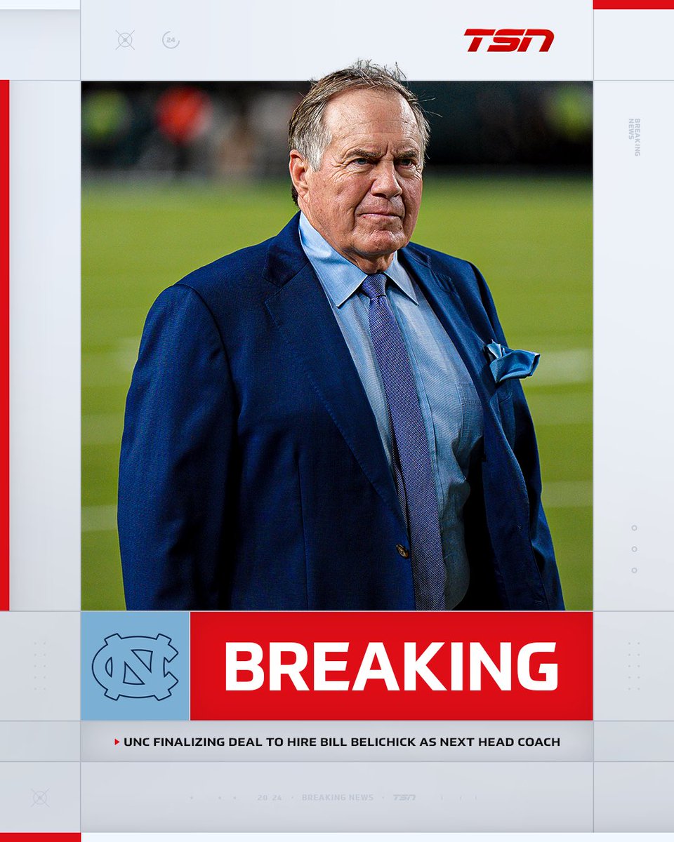 Breaking: Bill Belichick is headed to the University of North Carolina to be their new head football coach.

(via <a href="/InsideCarolina/">InsideCarolina</a>)