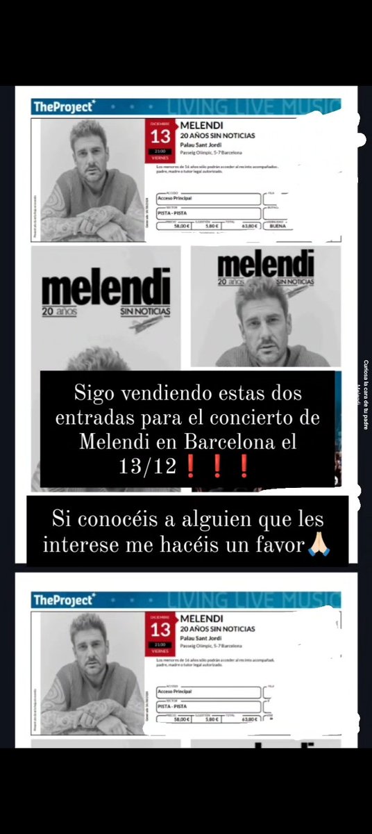 Dos entradas en pista, Palau Sant Jordi ❗❗