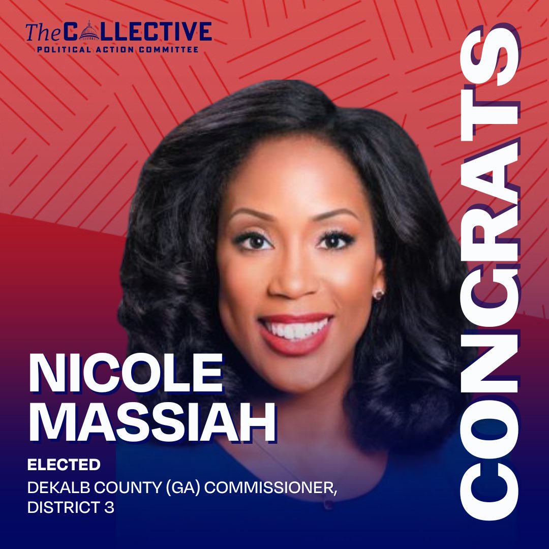 CollectivePAC's tweet photo. Congratulations to @NicoleMassiah for winning her runoff and being elected to serve as a DeKalb County Commissioner! #collectivepac https://t.co/IyNUwN09tf